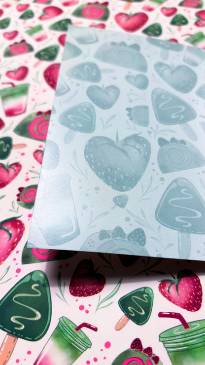 PRE-ORDER 🍓 Strawberry Matcha - Handmade Sketchbook A5