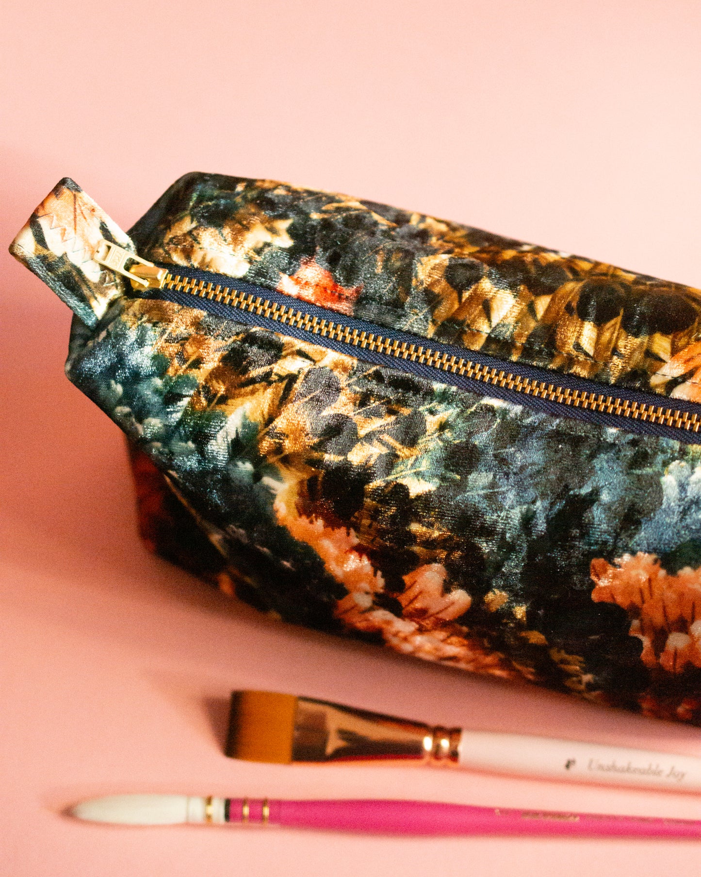 Artist Pouch - Velvet  Feathers - Handmade by SimplyMomDesign