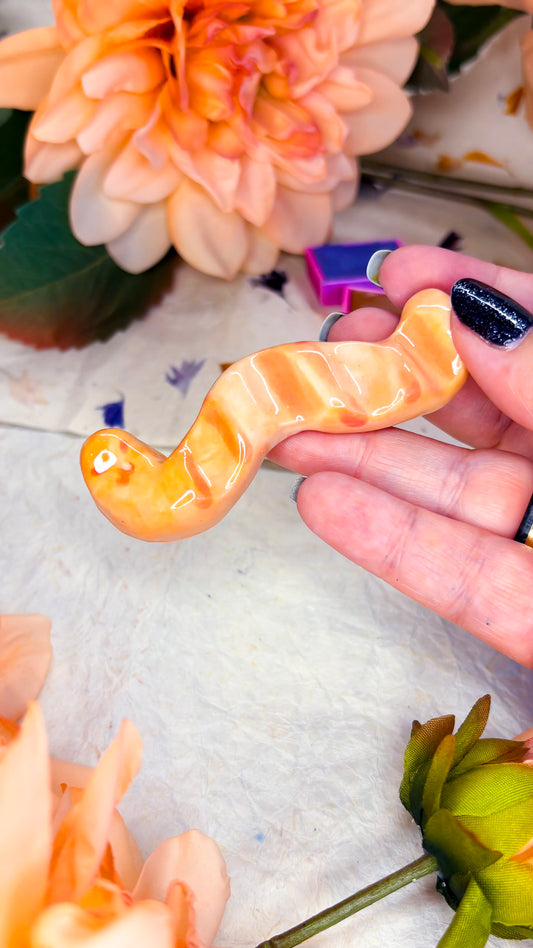 Ceramic Artist Paint Brush Rest - (experimental) Happy Worm