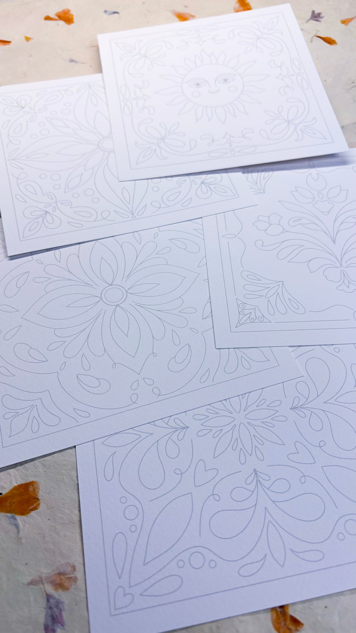 Where the Azulejos Bloom - 5 Colouring Sheets (Mix Media)