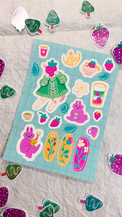Strawberry Matcha Stickersheet