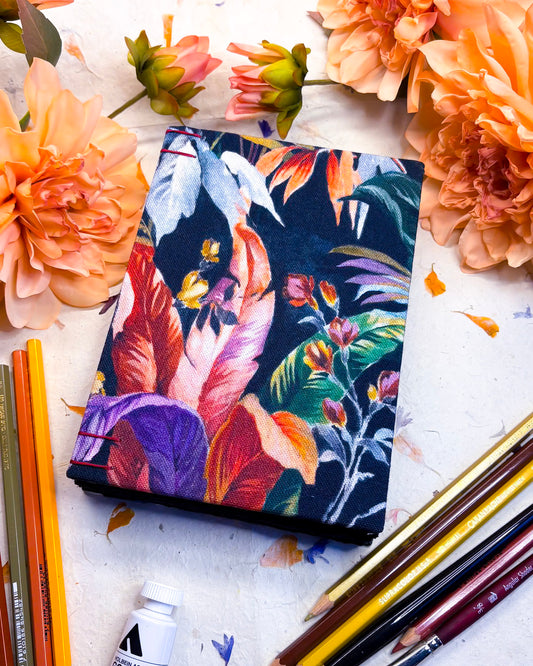 🌱  Vegan Handmade Sketchbook / Art Journal - BLACK 100% Cotton