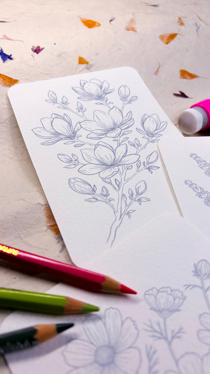 Colouring Postcards - 100% Cotton - 3 cards