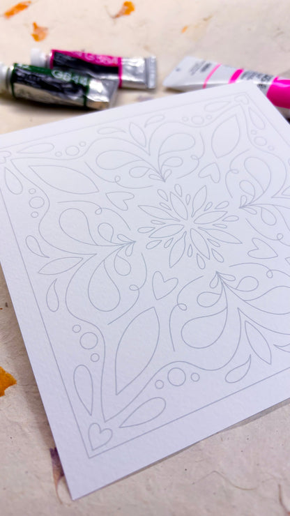 Where the Azulejos Bloom - 5 Colouring Sheets (Mix Media)