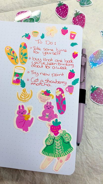 Strawberry Matcha Stickersheet