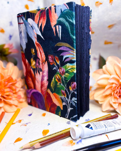 🌱  Vegan Handmade Sketchbook / Art Journal - BLACK 100% Cotton