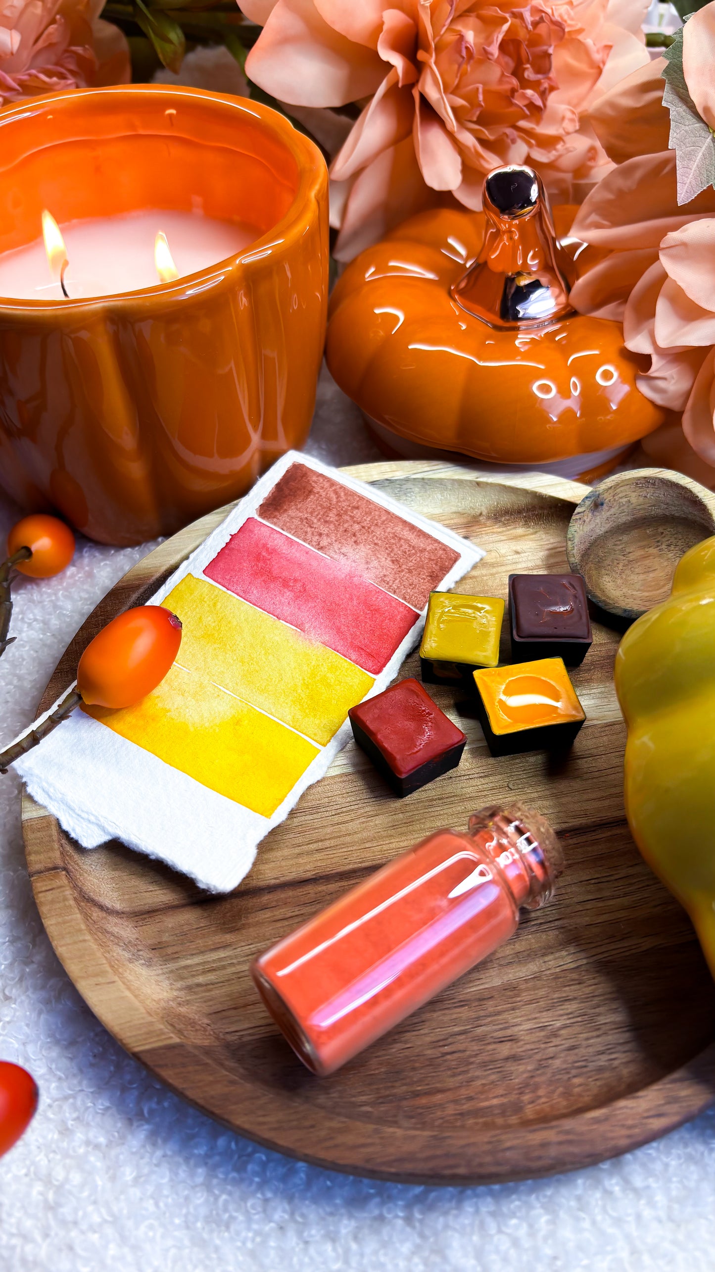 🍁 Autumn Curated Watercolor Set – Misa, Poppy, Sunflower & Mango (4 Halfpans)