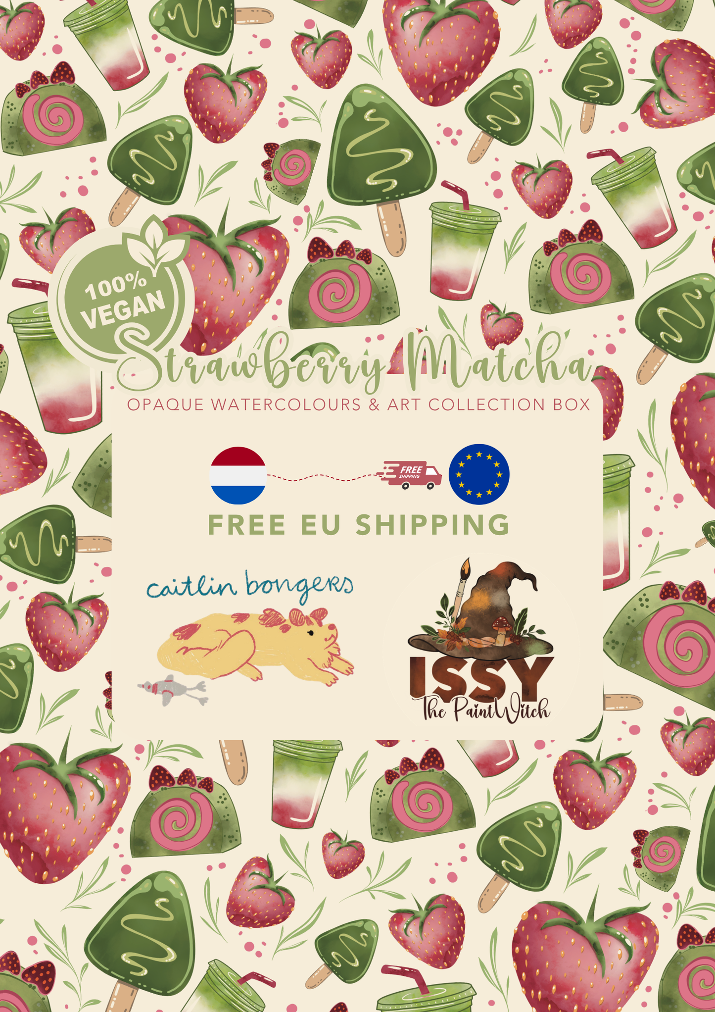 PRE-ORDER 🍓 Strawberry Matcha Opaque Watercolours & Art Box