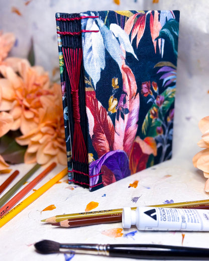 🌱  Vegan Handmade Sketchbook / Art Journal - BLACK 100% Cotton