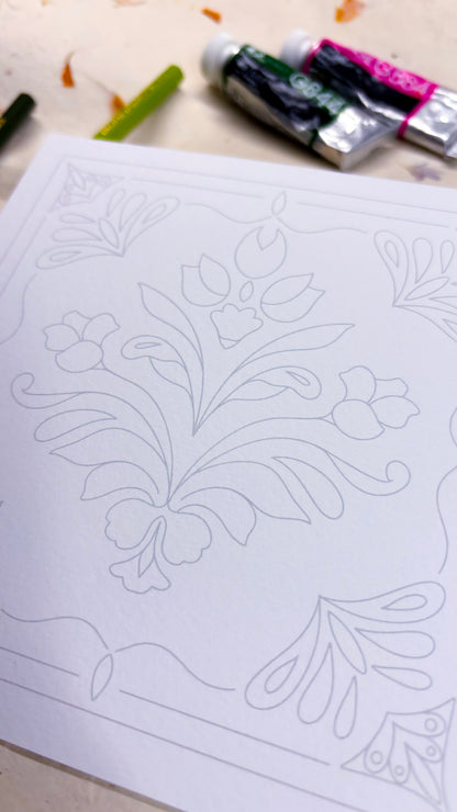 Where the Azulejos Bloom - 5 Colouring Sheets (Mix Media)