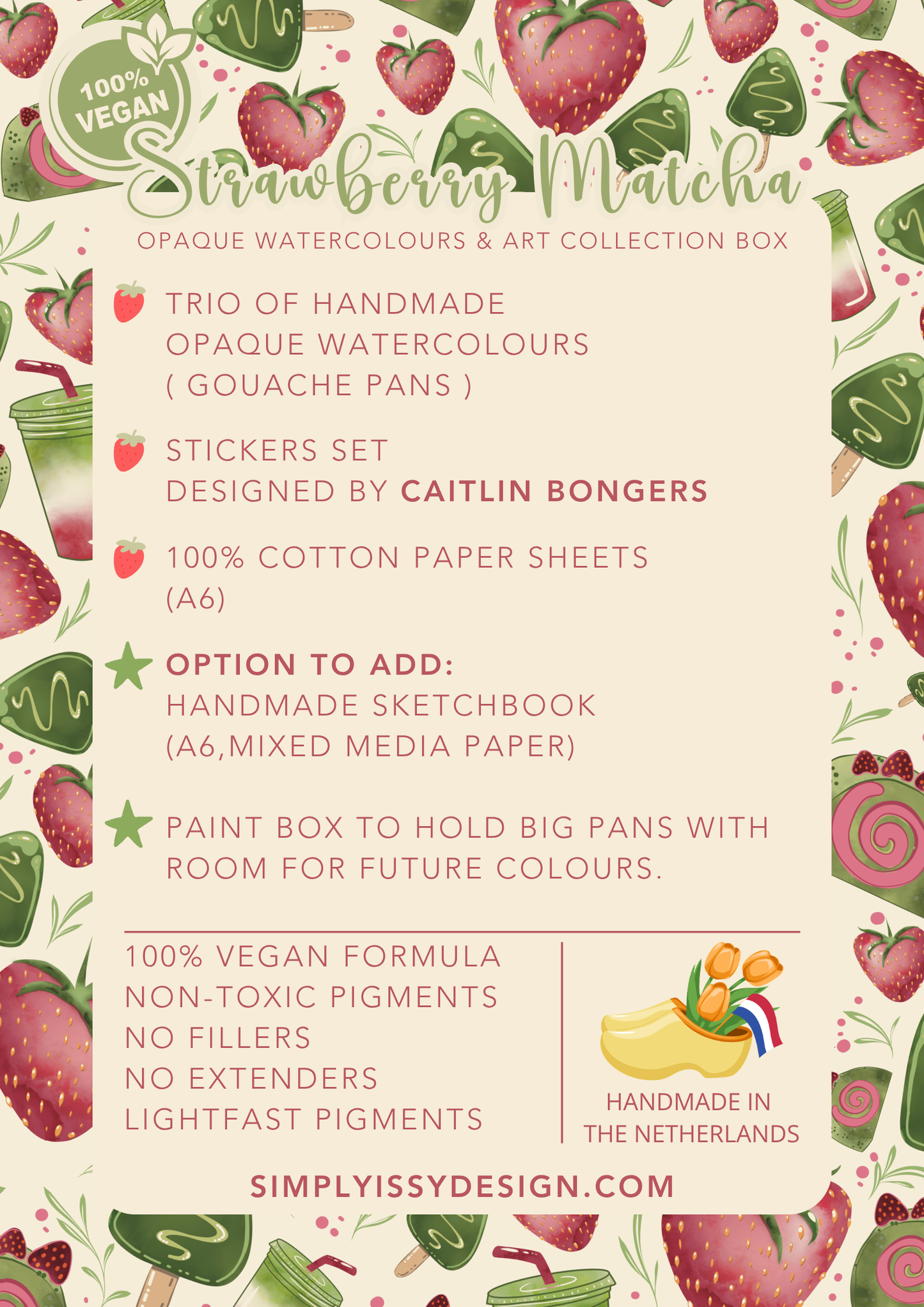 PRE-ORDER 🍓 Strawberry Matcha Opaque Watercolours & Art Box