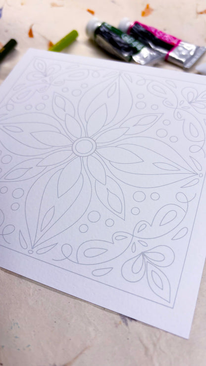 Where the Azulejos Bloom - 5 Colouring Sheets (Mix Media)