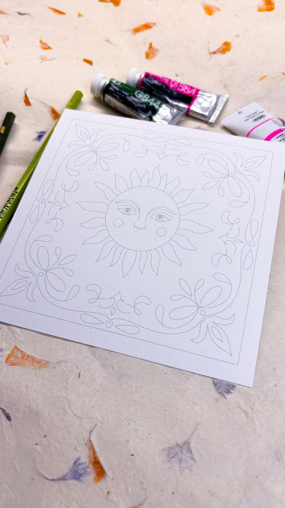 Where the Azulejos Bloom - 5 Colouring Sheets (Mix Media)