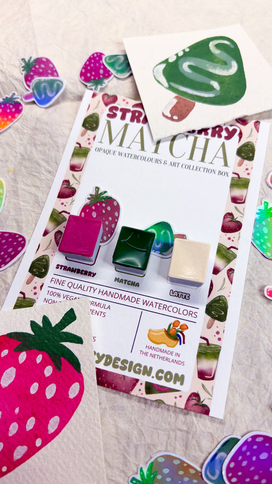🍓 Strawberry Matcha Opaque Watercolours - HalfPan Trio