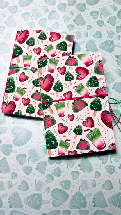 PRE-ORDER 🍓 Strawberry Matcha - Handmade Sketchbook A6