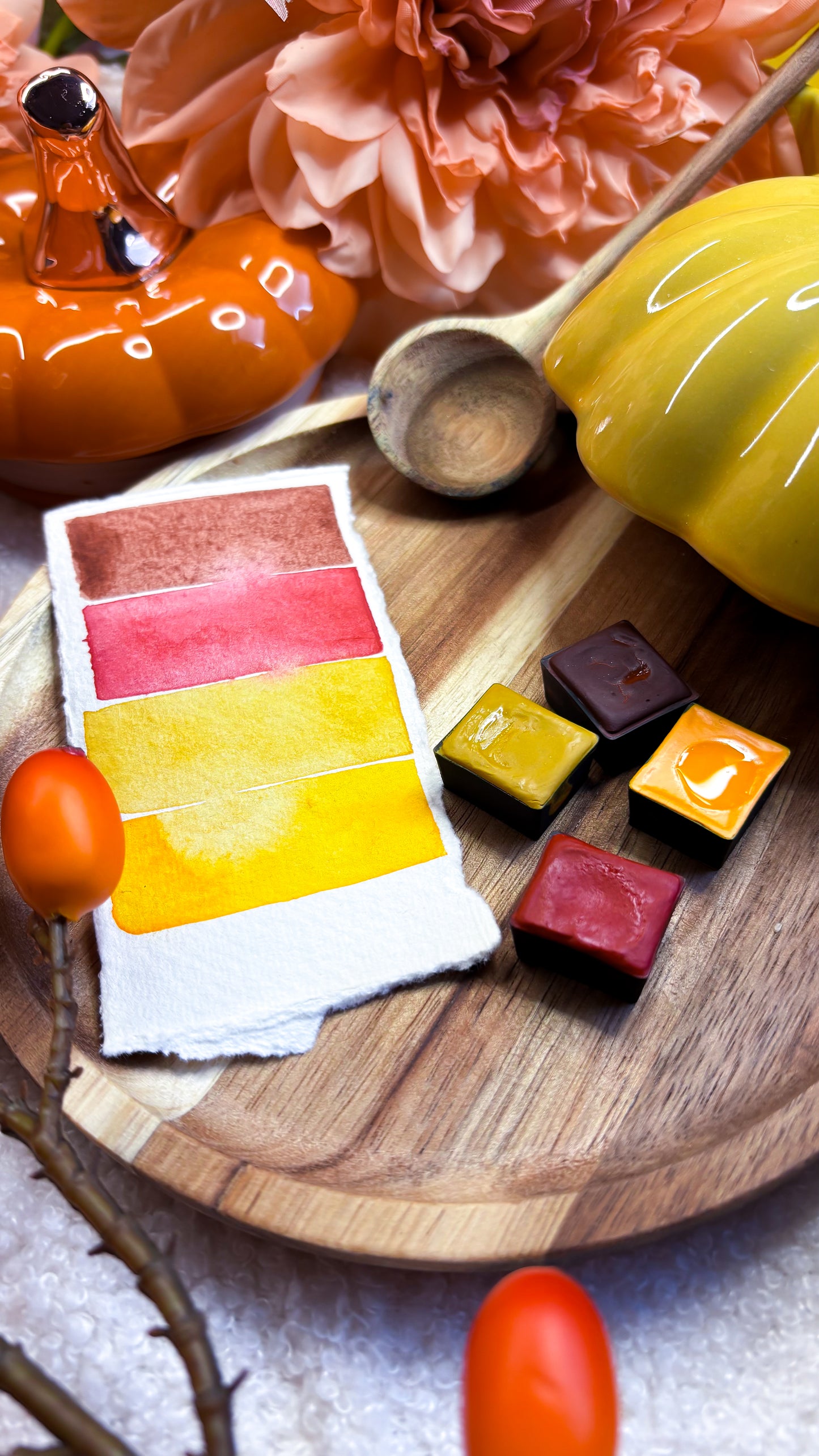 🍁 Autumn Curated Watercolor Set – Misa, Poppy, Sunflower & Mango (4 Halfpans)