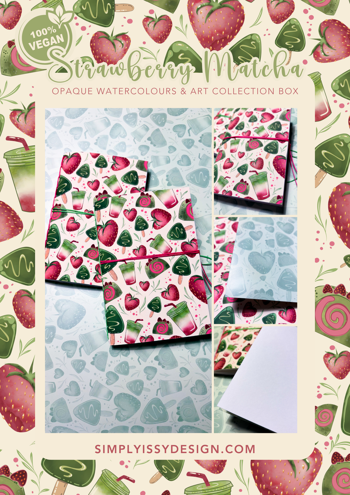 PRE-ORDER 🍓 Strawberry Matcha Opaque Watercolours & Art Box