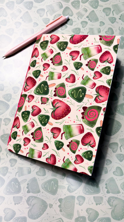PRE-ORDER 🍓 Strawberry Matcha - Handmade Sketchbook A5